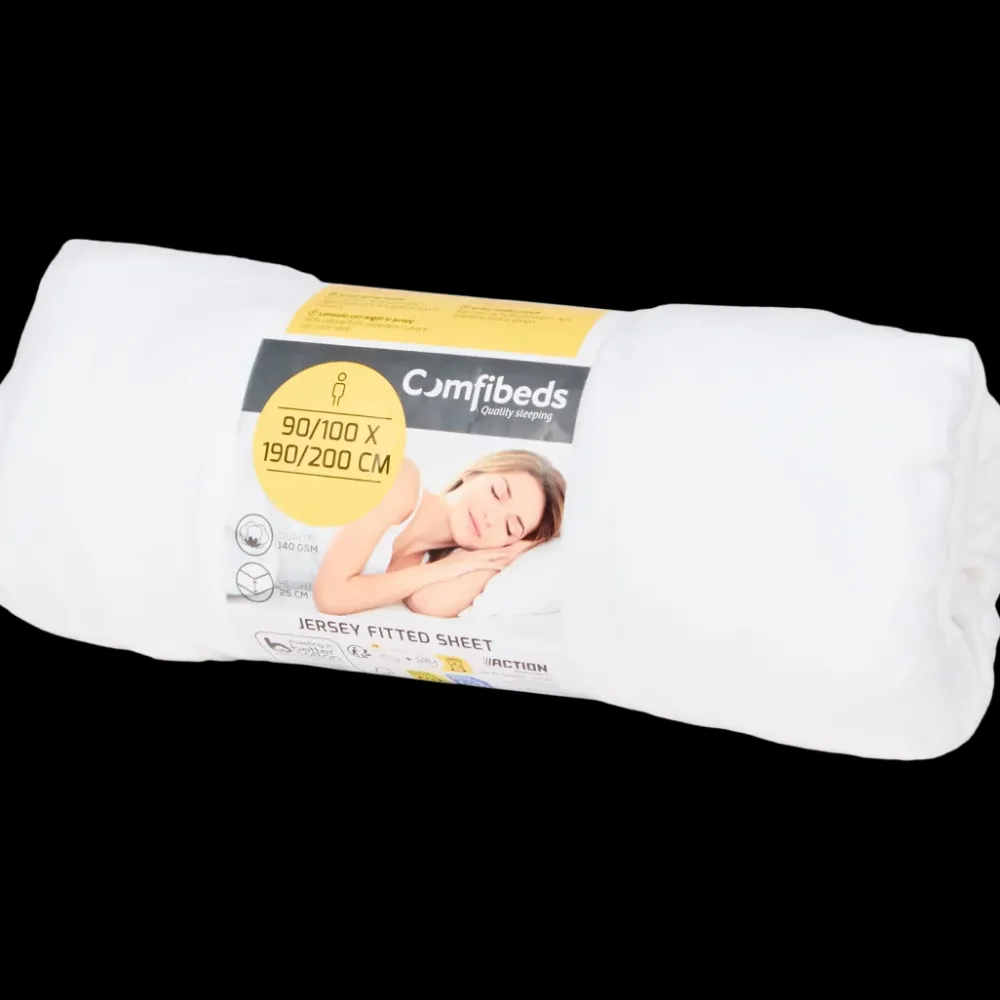 Comfibeds jersey hoeslaken wit 90 x 200 x 25 cm | Action NL Best